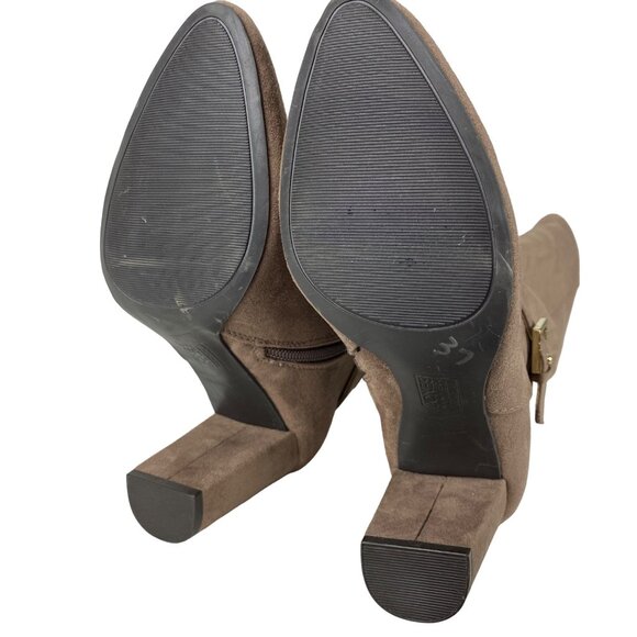 Jones New York 5.5 Kalee Camel Heeled Knee High Zipper Boots Buckle Accents - Picture 12 of 16